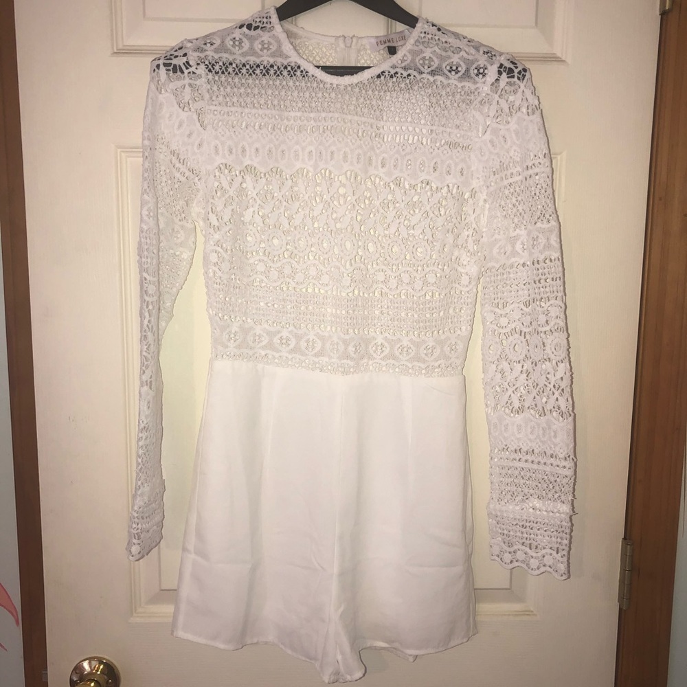 White Long Sleeve Romper